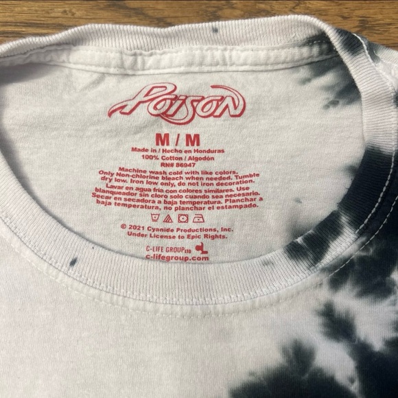 Poison Band Tye Die  Skull Snake Short Sleeve Graphic Tee T-Shirt Men’s Medium - Picture 4 of 9